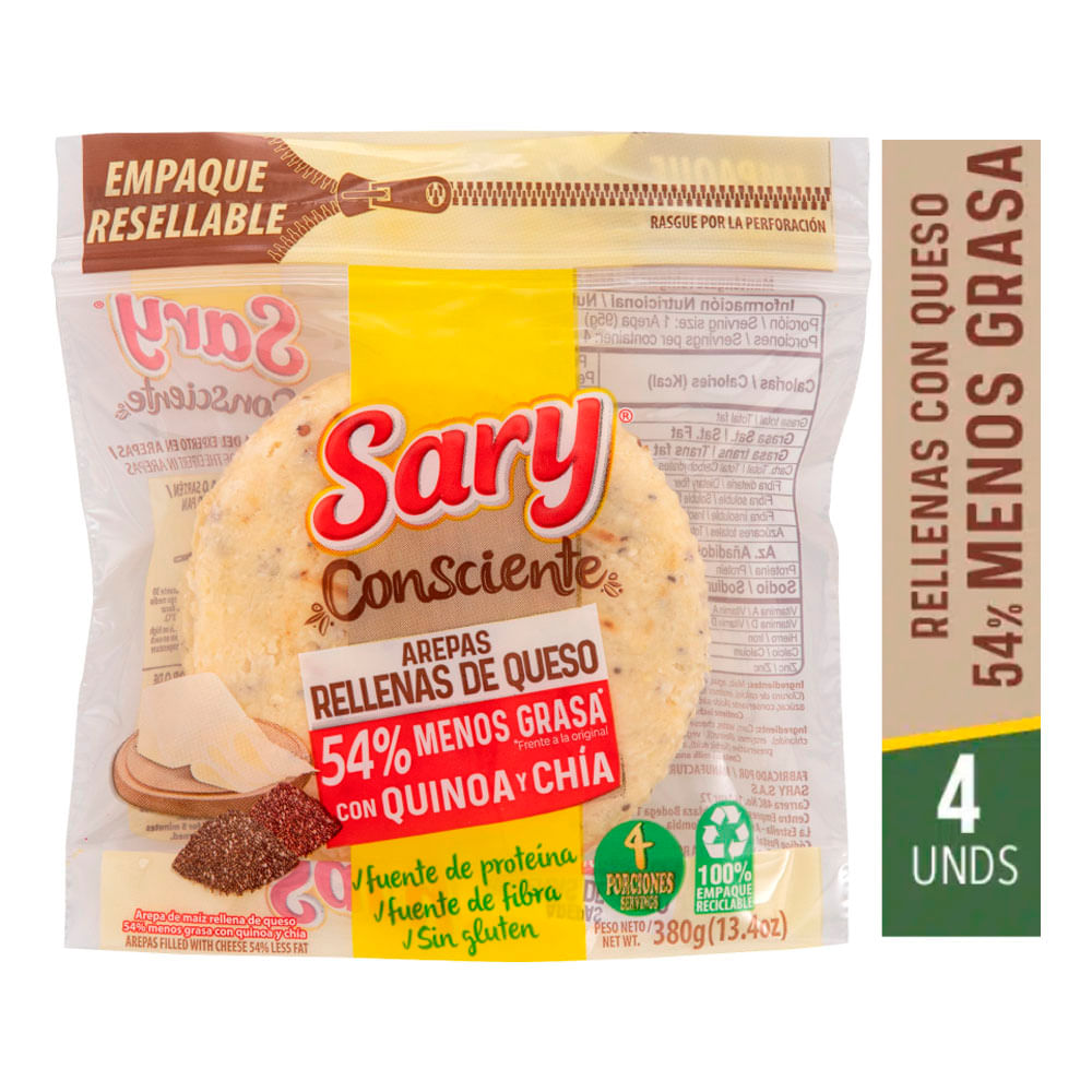 Arepas Sary rellenas de queso light x4und x380g
