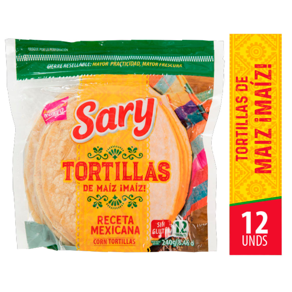 Tortillas Sary maíz sin gluten x12und x240g