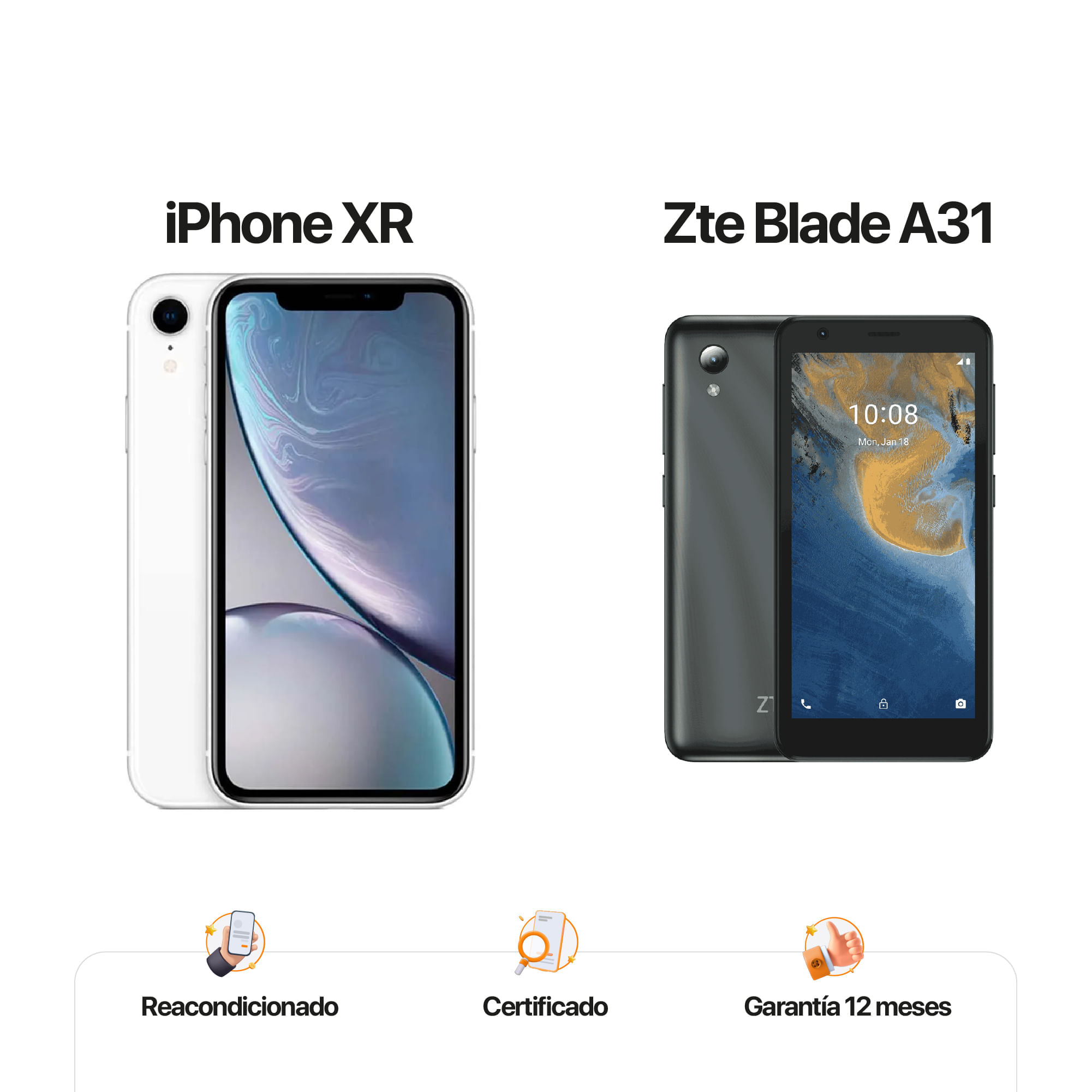 Celular iPhone Xr de 64Gb Reacondicionado Blanco + Android gama baja