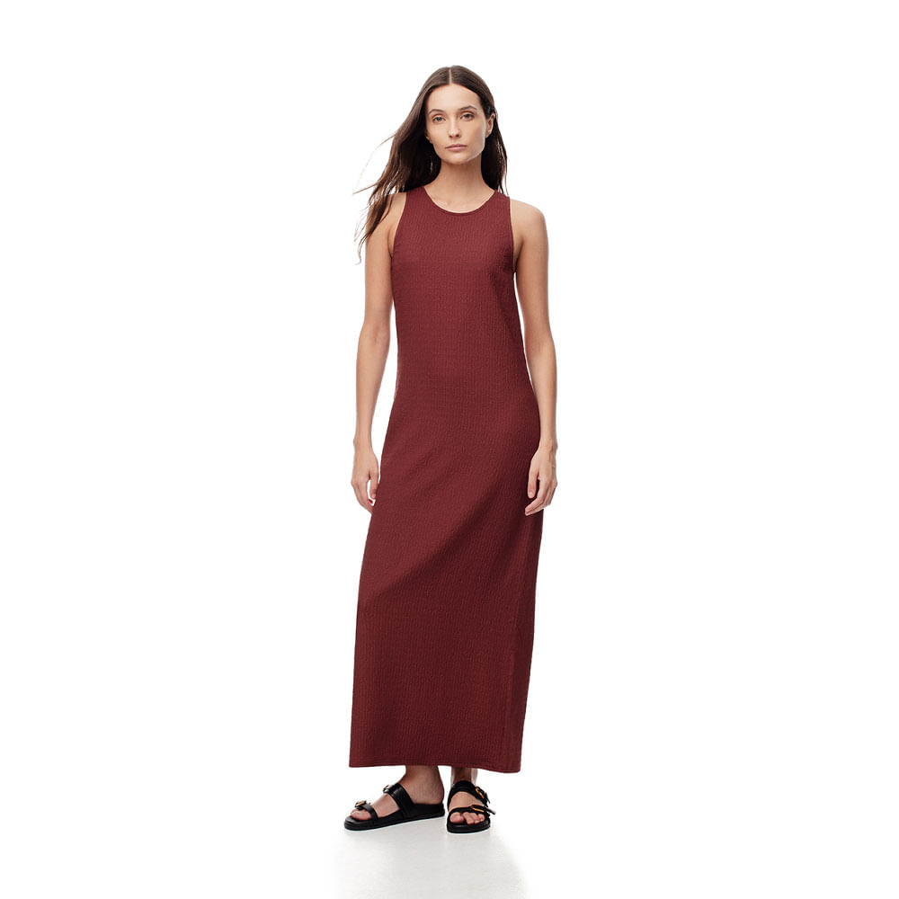Vestido Largo Manga Sisa en Poliéster Femenino Lowiw Gef