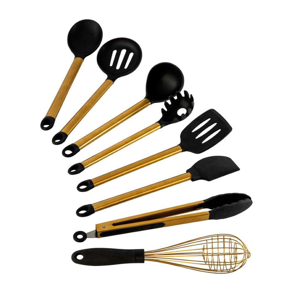 Set Utensilio Cocina Criolla Mango Acero Inox