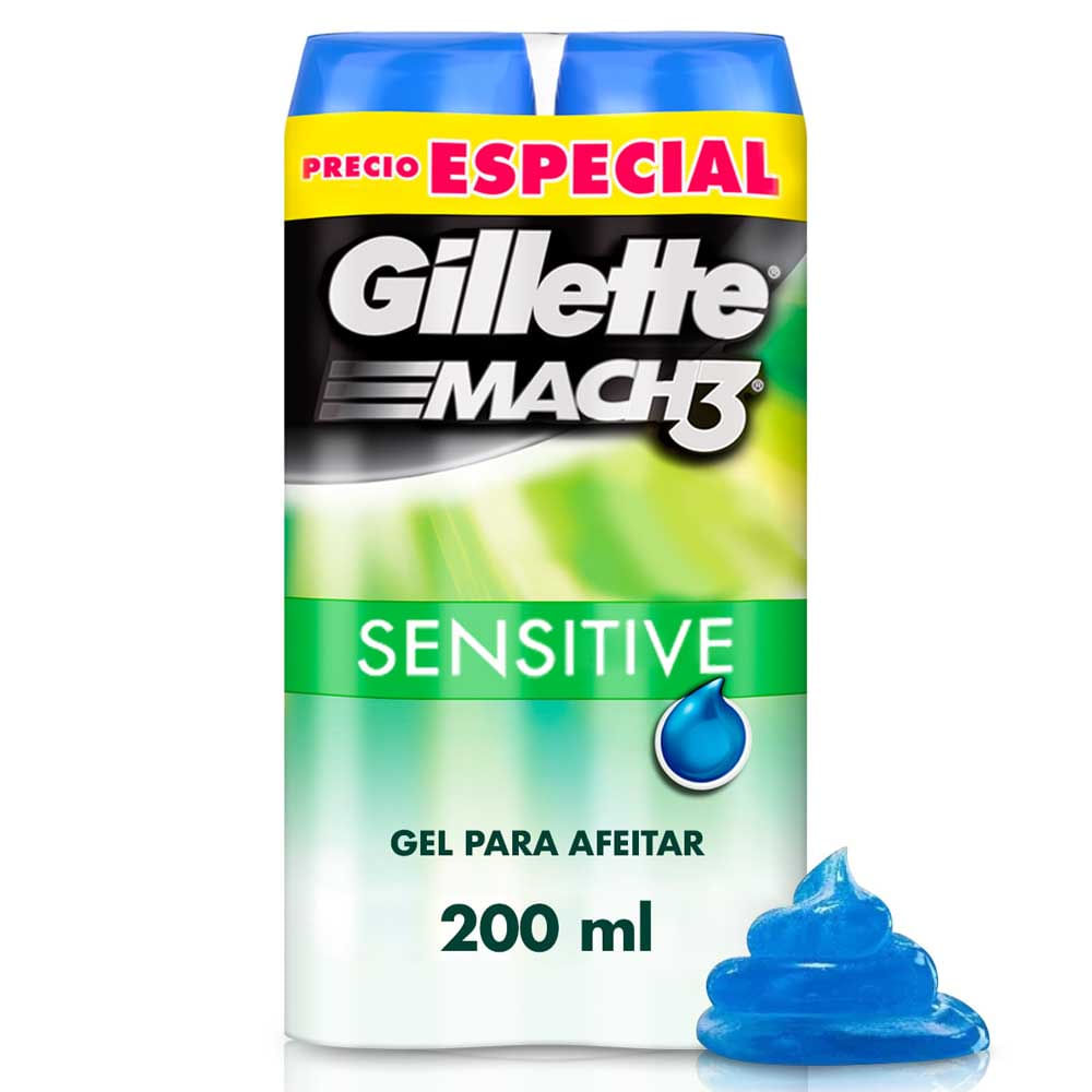 Gel para Afeitar Gillette Mach3 Sensitive para Hombres con Piel Sensible 400mL