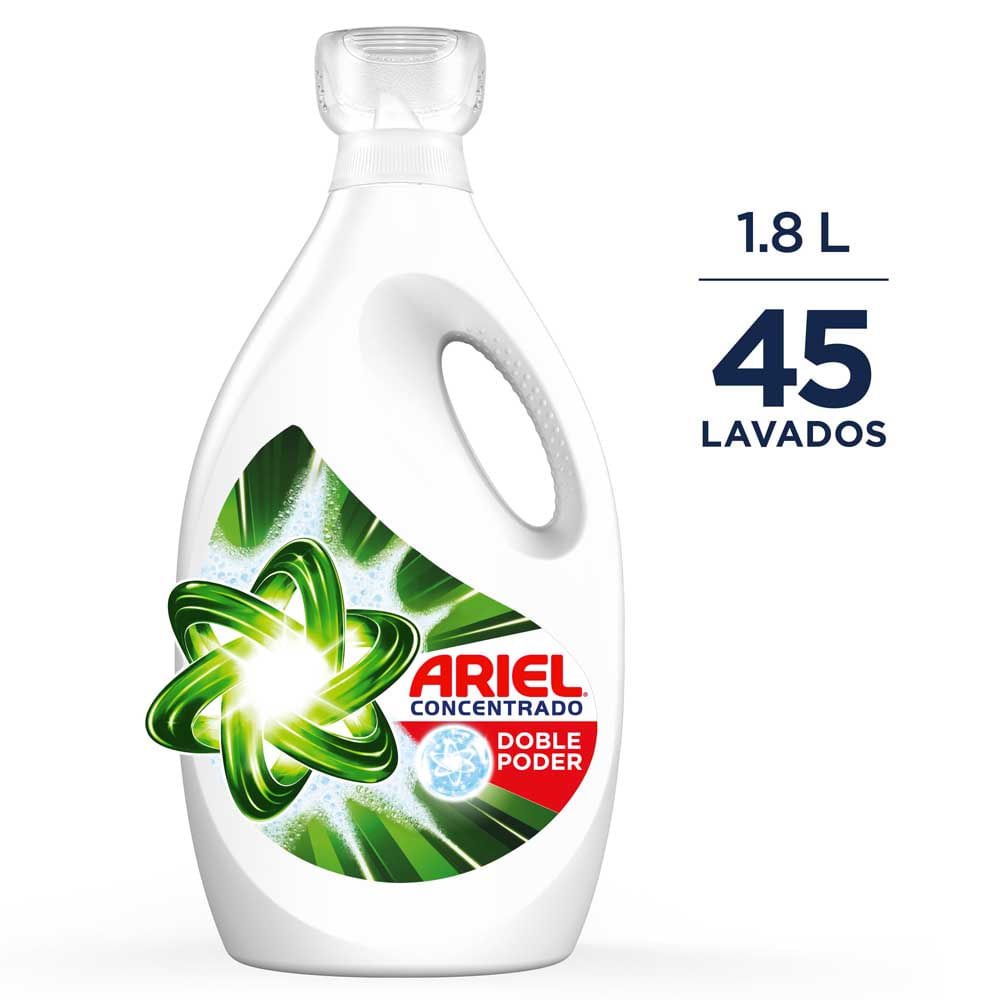 Detergente Líquido Ariel Doble Poder Concentrado de 1.8L