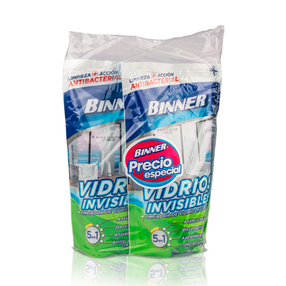 Limpiador Binner vidrios espejos doypack x 2 und x 500 ml c-u
