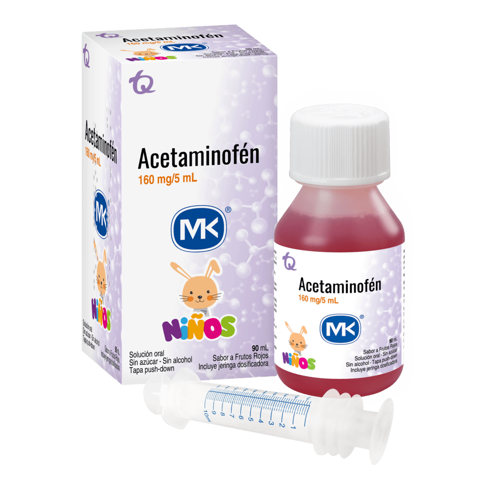 Jarabe MK acetaminofén niños frutos rojos x 90ml