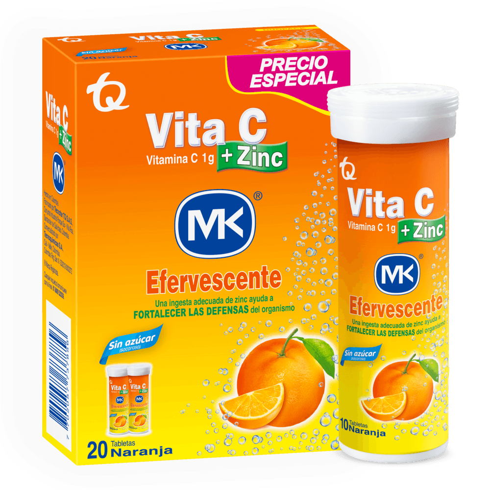 Vitamina C MK efervescente naranja duopack x20und