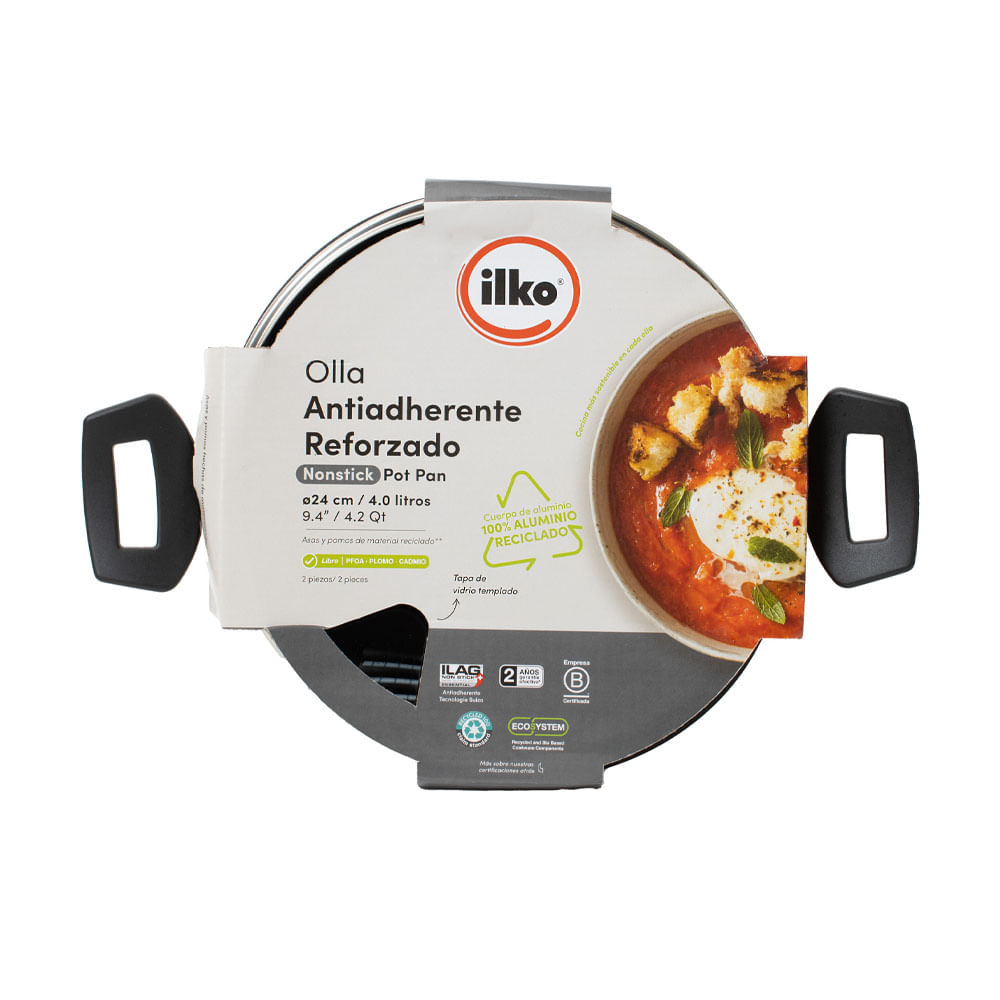 Olla Every Day Aluminio Reciclado 24 cm Ilko