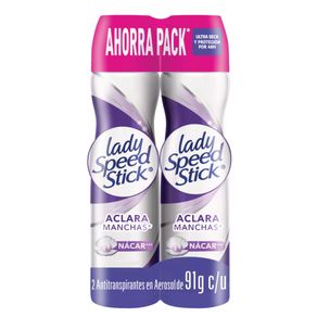 Desodorante Mujer Lady Speed Stick Spray Derma + Aclarado 91g x2 Und