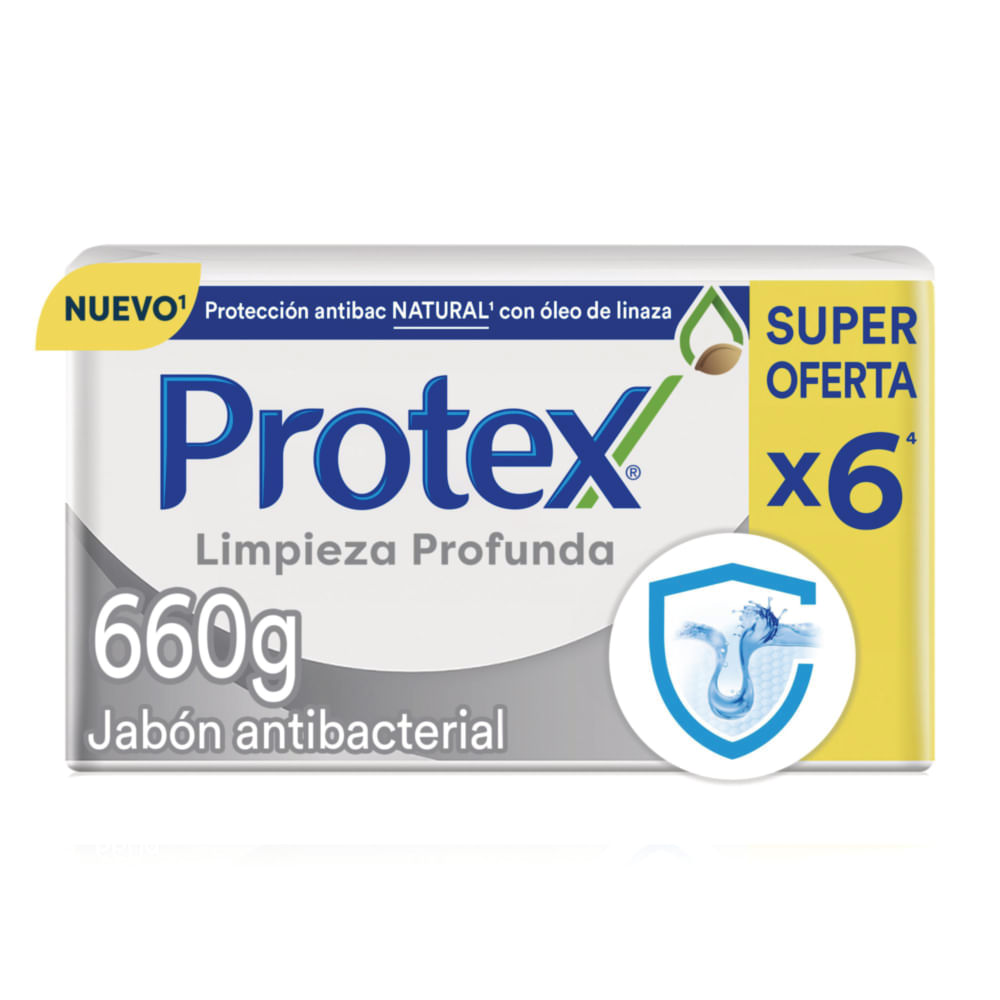 Jabón en Barra Antibacterial Protex Limpieza Profunda 110g x6 Unidades