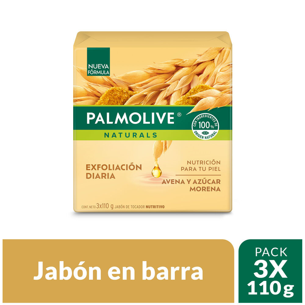 Jabón en Barra Palmolive Avena y Azúcar Morena de 110g x 3 Unidades