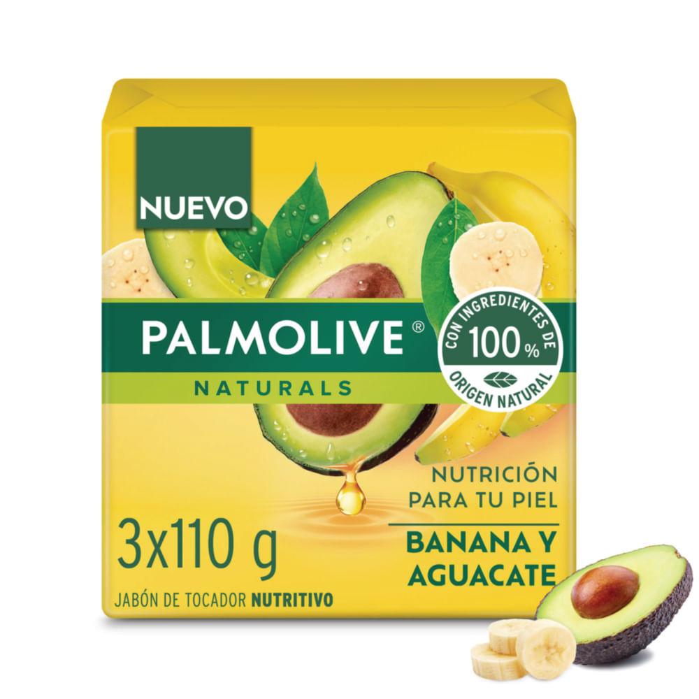 Jabón en Barra Palmolive Banana y Aguacate 110g x3 Unidades