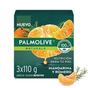 Jabón Palmolive Mandarina y Romero en barra 110grs x3 Unidades