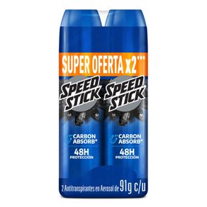 Desodorante Hombre Speed Stick carbón absorb spray x2und 91g c-u