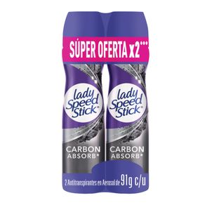 Desodorante Mujer Lady Speed Stick Carbon Absorb Spray 91g 2x Unidades