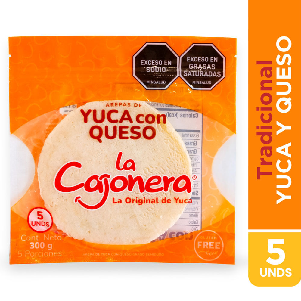 Arepas de yuca La Cajonera Tradicional con queso x5und x300g