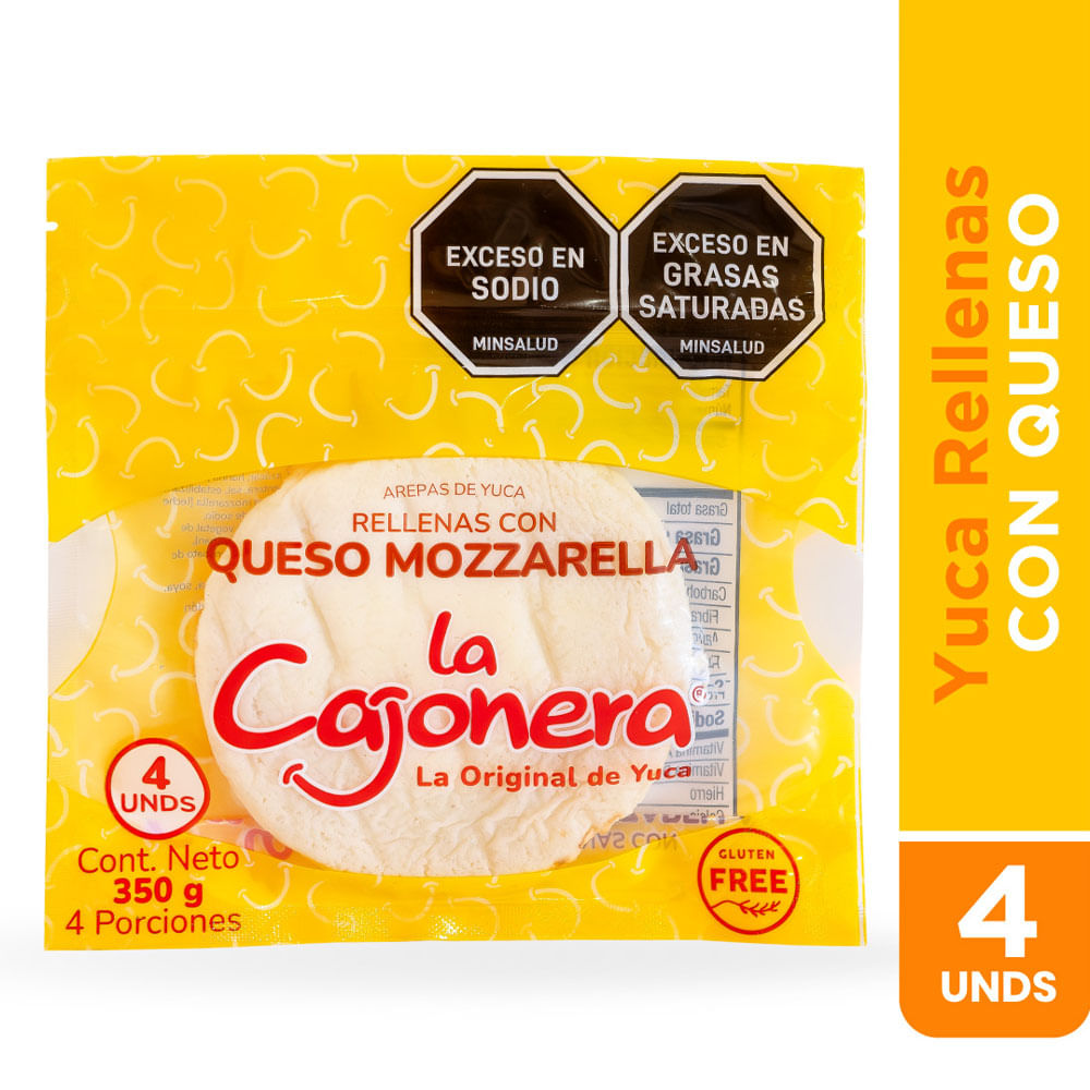 Arepas de yuca La Cajonera con queso mozzarella x4und x350g