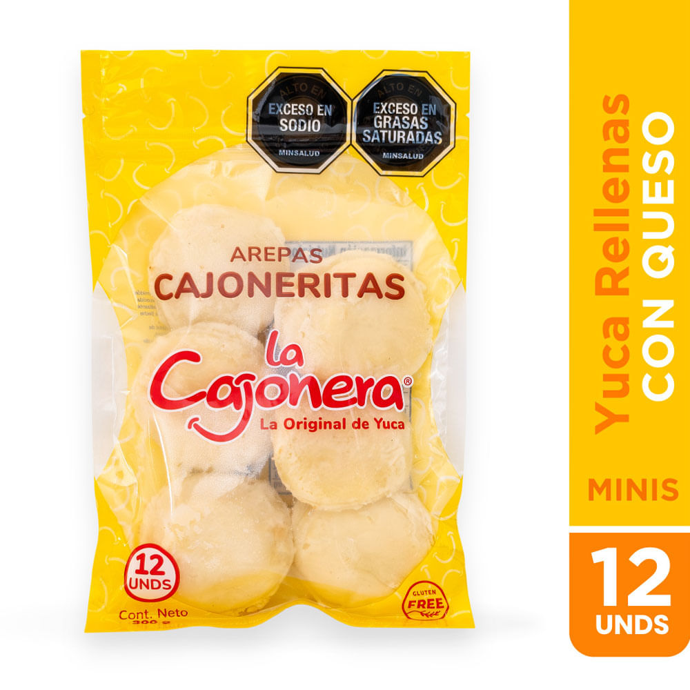 Arepas de yuca Cajoneritas La Cajonera con queso x12und x300g