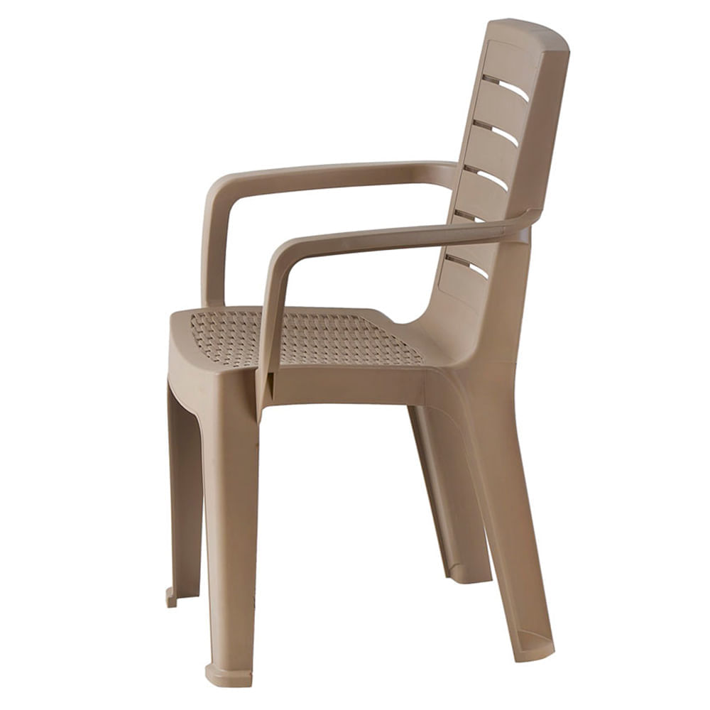 Silla exterior con brazos Nova taupe polipropileno 85.5x54x55.5cm Vanyplas