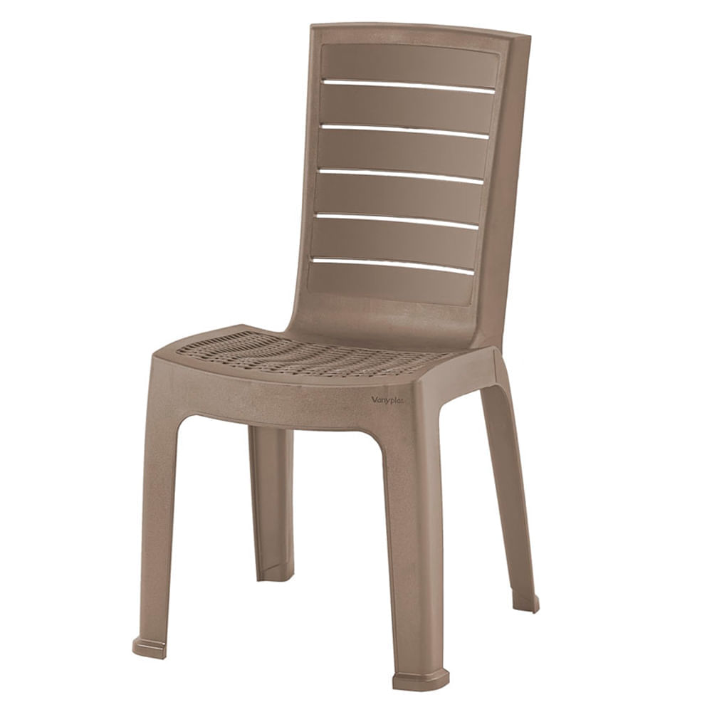 Silla exterior sin brazos Nova taupe polipropileno 85.5x54x47.5cm Vanyplas
