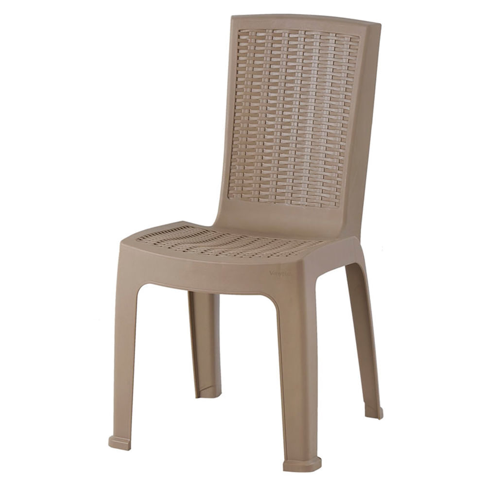 Silla exterior sin brazos Aura taupe polipropileno 85.5x54x47.5cm Vanyplas