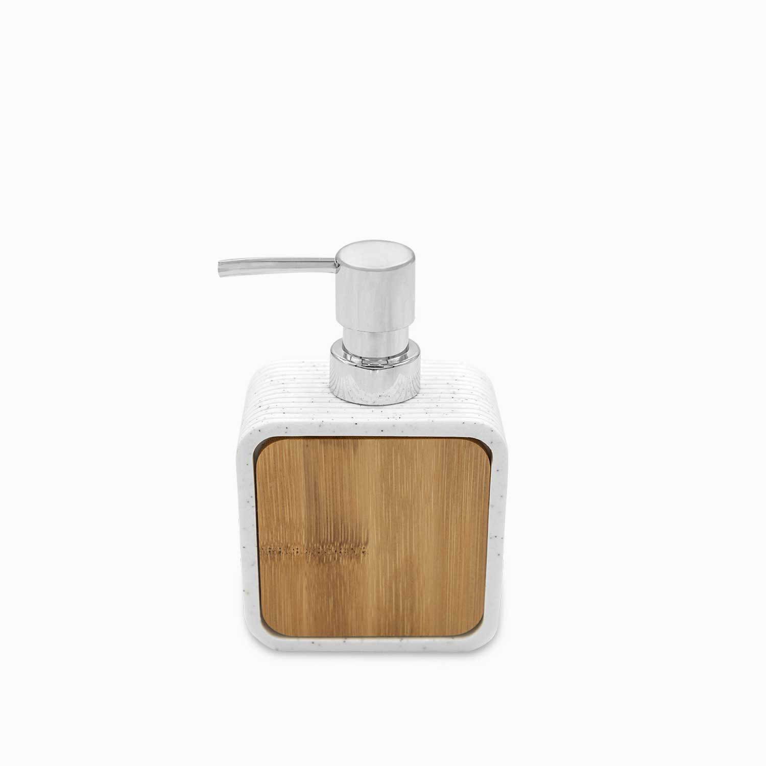 Dispensador de jabón madera y blanco