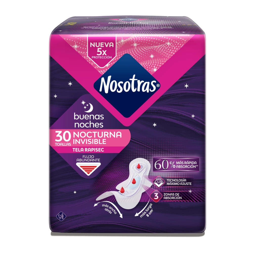 Toallas Higiénicas Nosotras Buenas Noches Invisible Rapigel 30