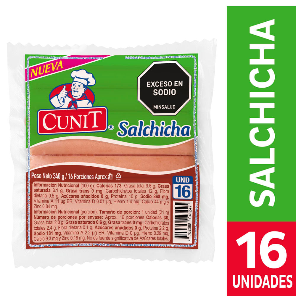 Salchicha Cunit x16Und x340G