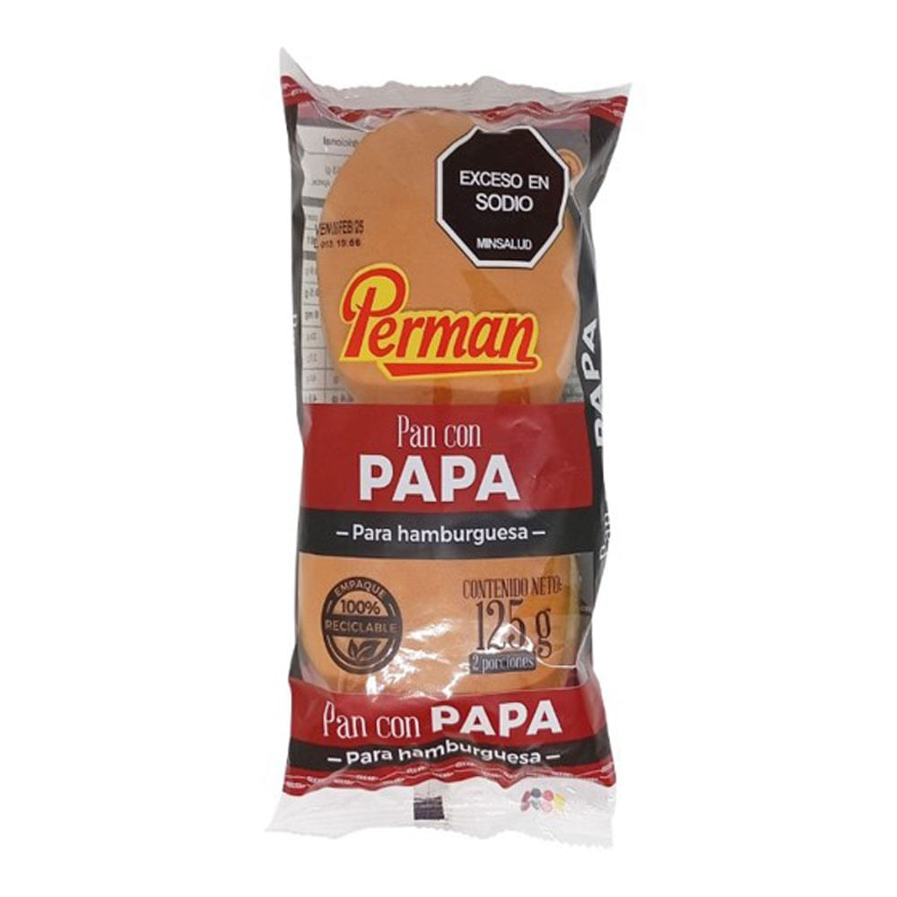 Pan Perman Hamburguesa Papa x2 Und x125G