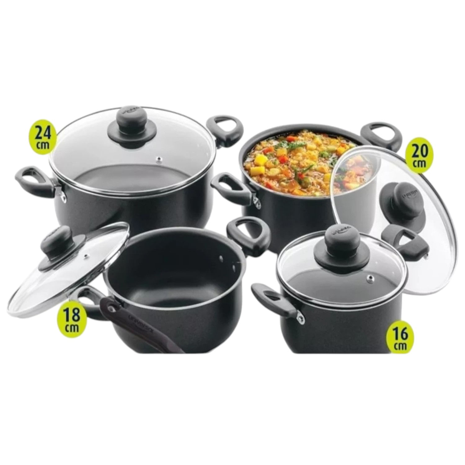 Juego De Ollas Antiadherentes Con Tapas De Vidrio Resistentes