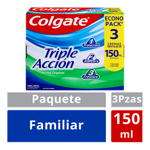 Crema Dental Colgate Triple Accion 150ml x3 Unidades