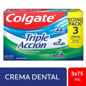 Crema Dental Colgate Triple Accion 75ml x3 Unidades