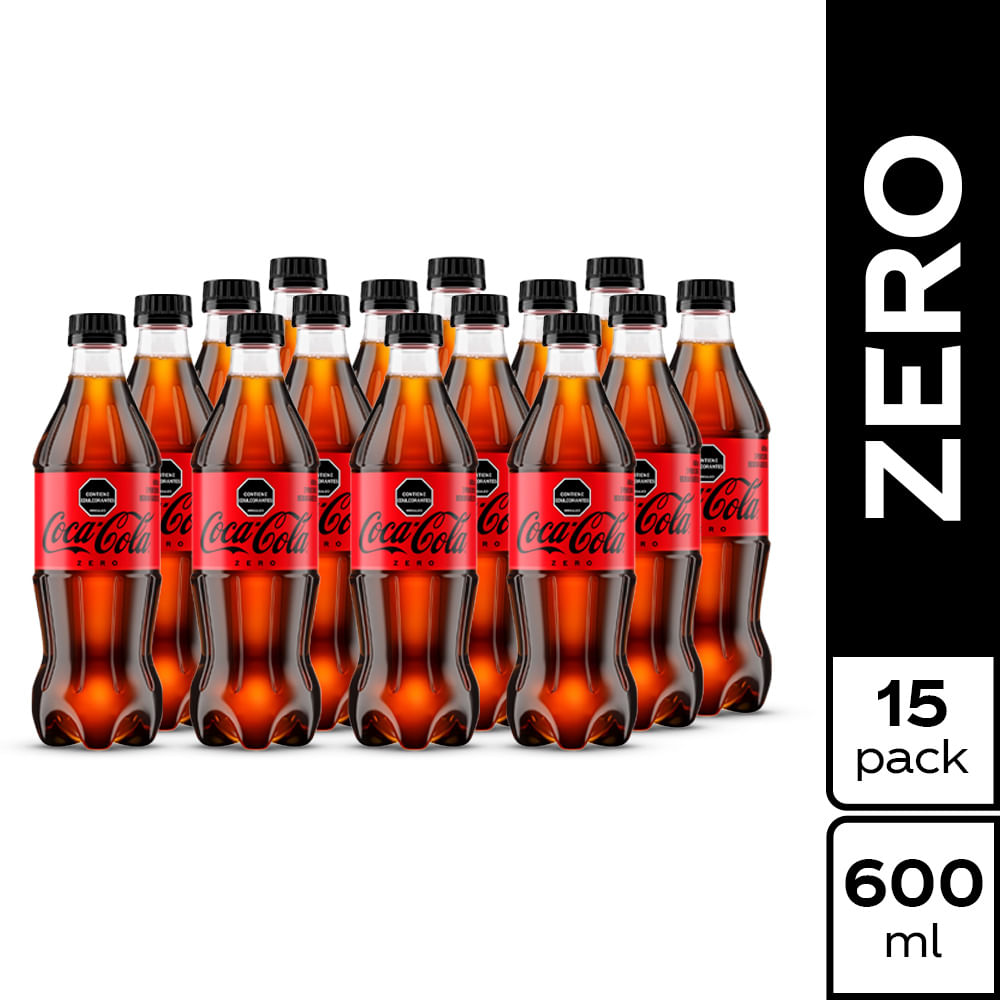 Gaseosa Coca Cola Zero 600 ml 15Unds