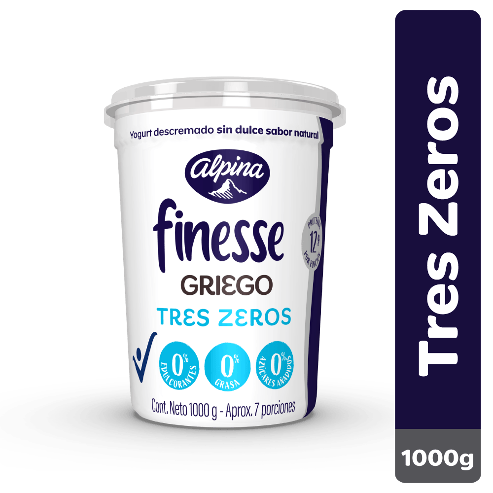 Yogurt Finesse Griego Tres Zeros 1000g