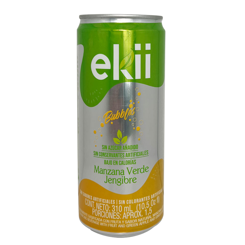 Bebida Ekii Bubbles Manzana Verde Jengibre 310 ml Lata