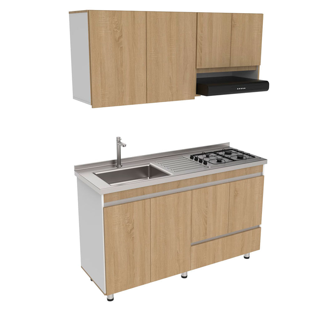 Cocina integral River 150cm germany/blanco izquierda 8 puertas Moduofi