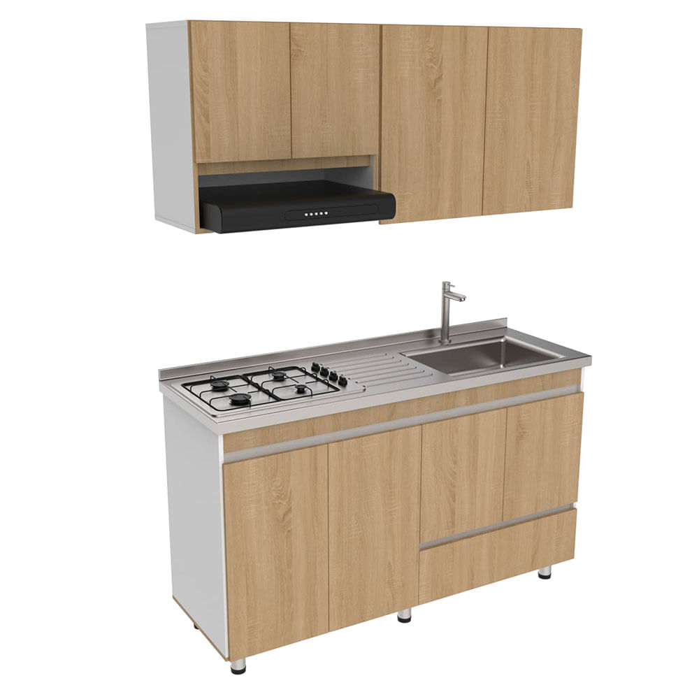 Cocina integral River 150cm germany/blanco derecha 8 puertas Moduofi