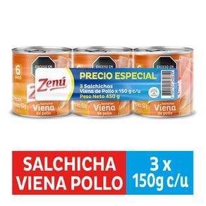 Salchichas Viena de Pollo Zenú x 3 und.x 150 g.