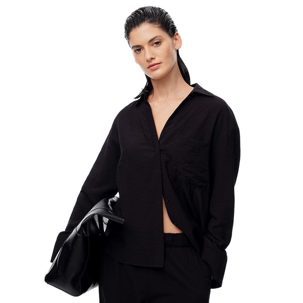 Camisa Manga Larga con Puño en Viscosa Femenino Lelis Gef