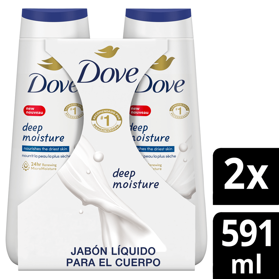 Jabon Dove Deep Moisture Liquido x2 Und x650ml