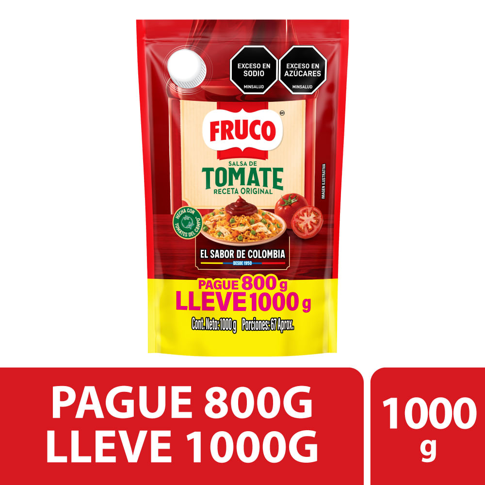 Salsa de Tomate Fruco Pague 800g Lleve 1000g