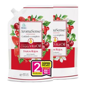 Jabón Aromasense liquido frutos rojos x2und x800ml c-u