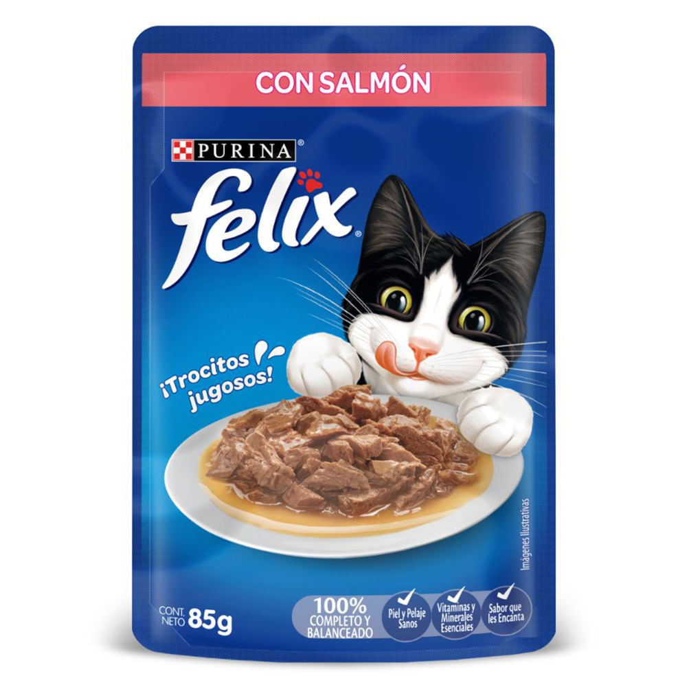 Alimento húmedo para gatos purina sabor salmón en salsa x85g Felix