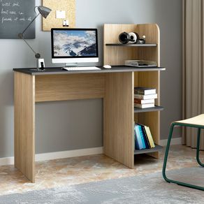 Escritorio Link en MDP 110x111cm 3 estantes  Roble con grafito