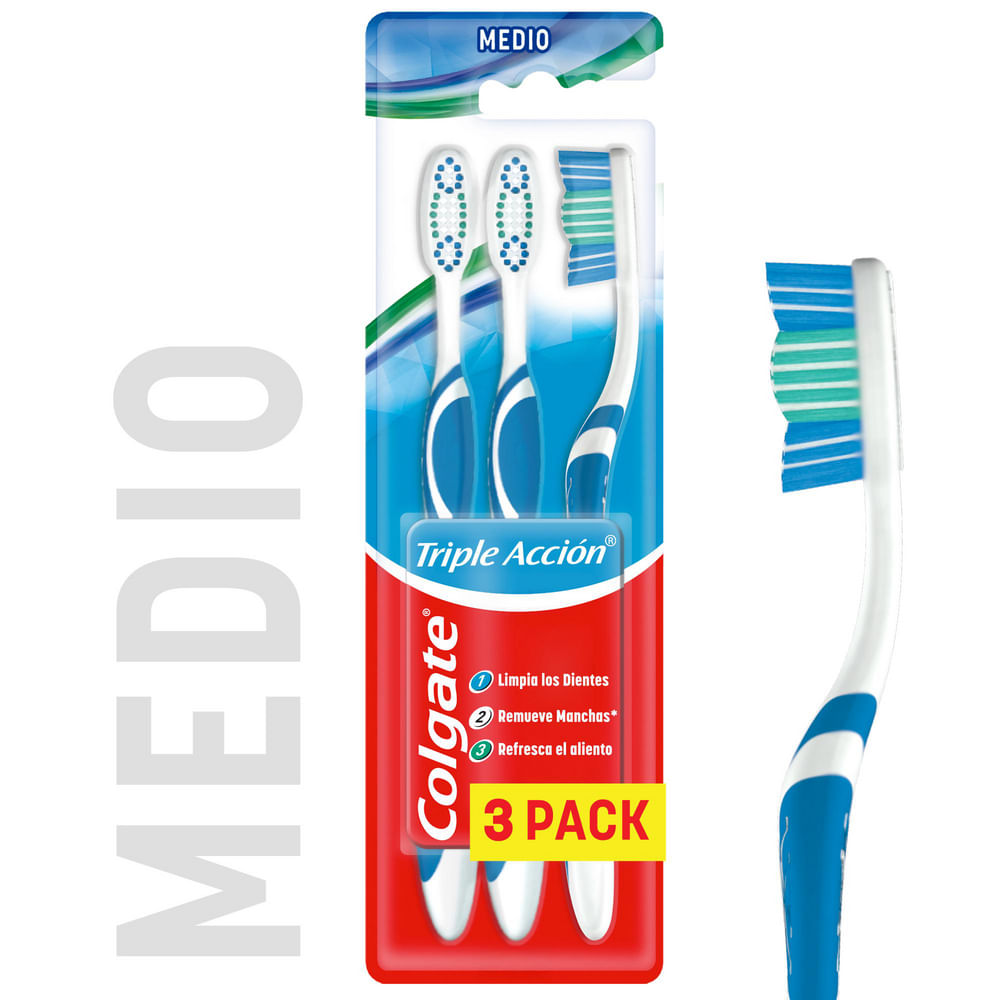 Cepillo de Dientes Medio Colgate Triple Accion Medio x3 Unidades