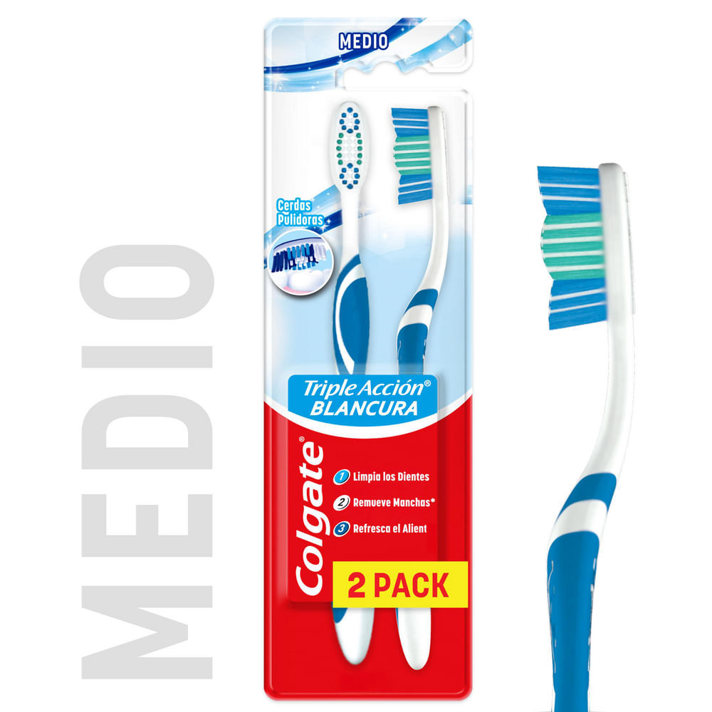 Cepillo de Dientes Medio Colgate Triple Acción Extra Blancura x2 Und