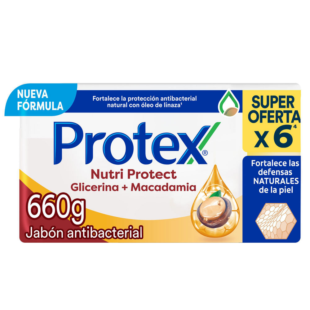 Jabón Antibacterial Protex Nutri Protect Macadamia Barra 110 grs x6 Und