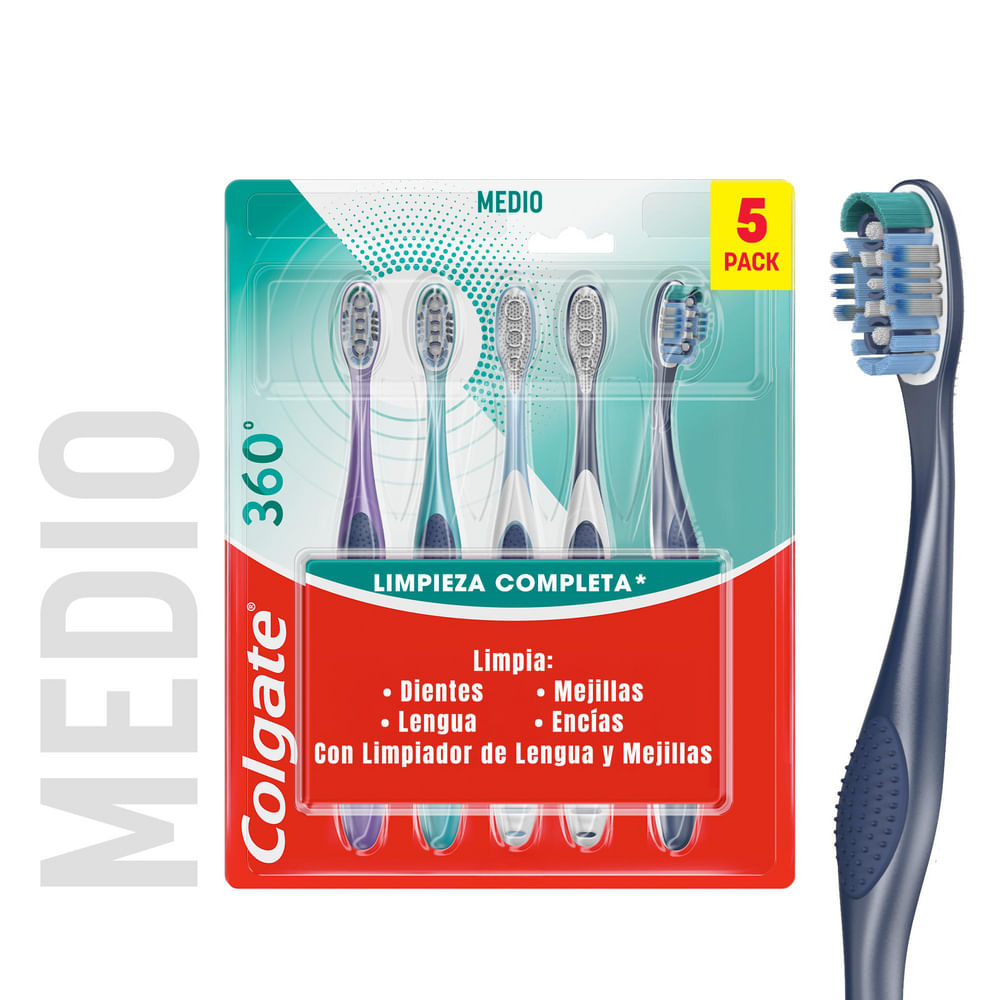 Cepillo de Dientes Medio Colgate 360° x5 Und