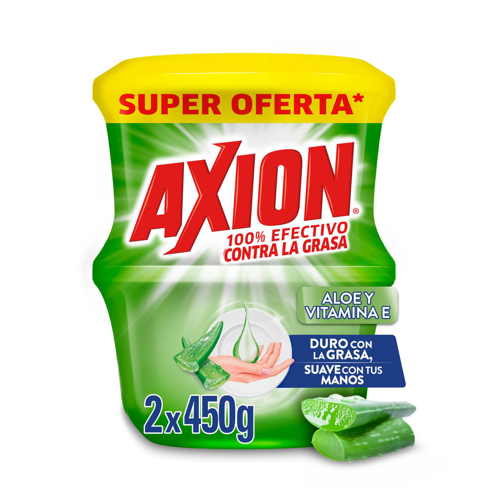 Lavaplatos en Crema Axion Aloe y Vitamina E 450g x2 Unidades
