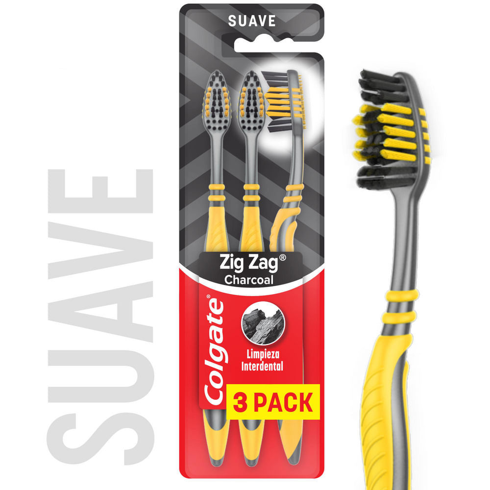 Cepillo de Dientes Colgate Zig Zag Carbon Suave x3 Und