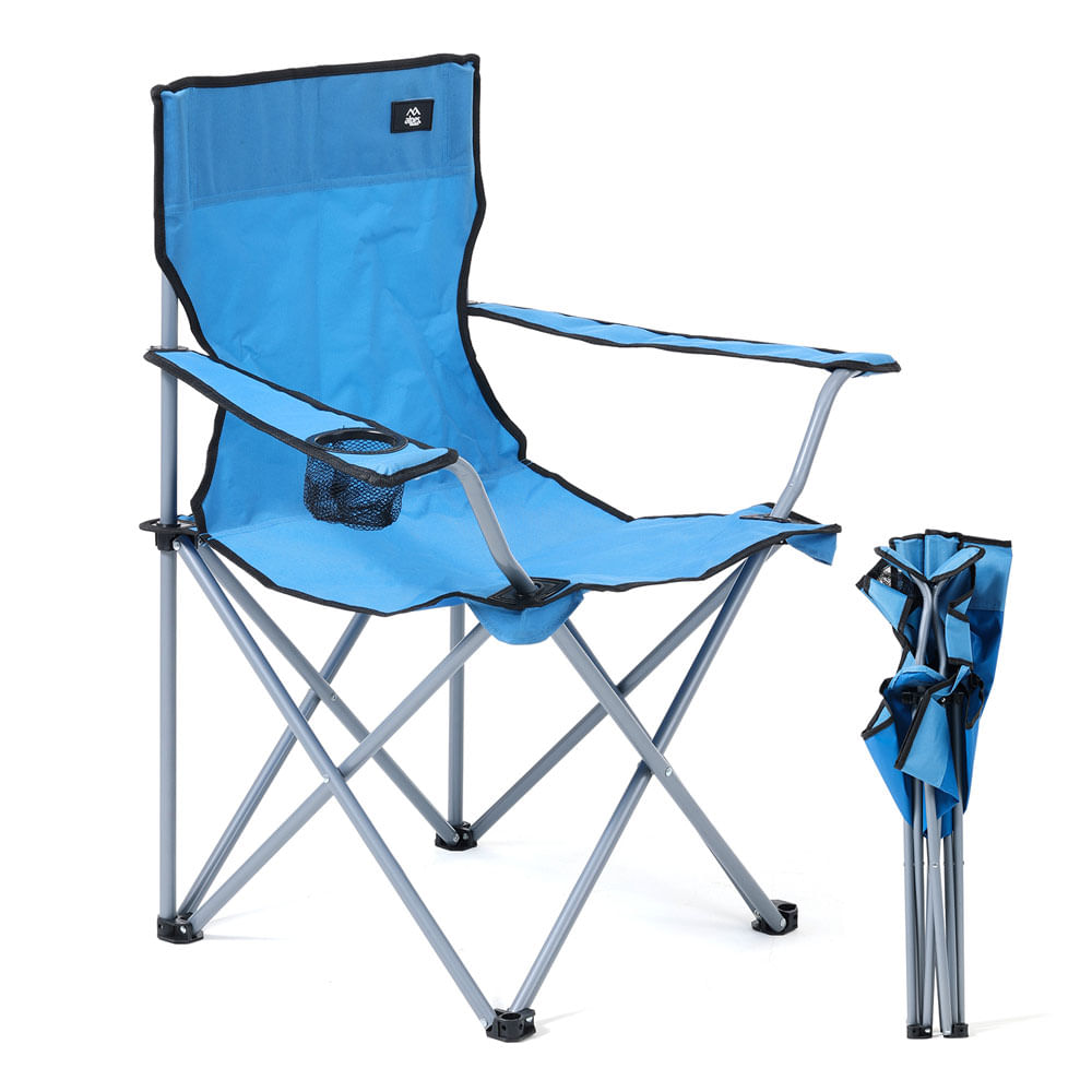 Silla Camping con Apoyabrazos Azul